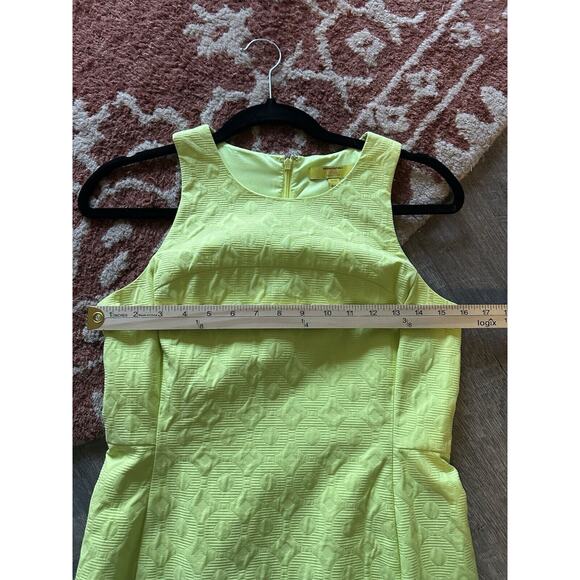 Banana Republic x Milly Tennis Ball Neon Yellow Textured Shift Dress Size 6P - Picture 2 of 8